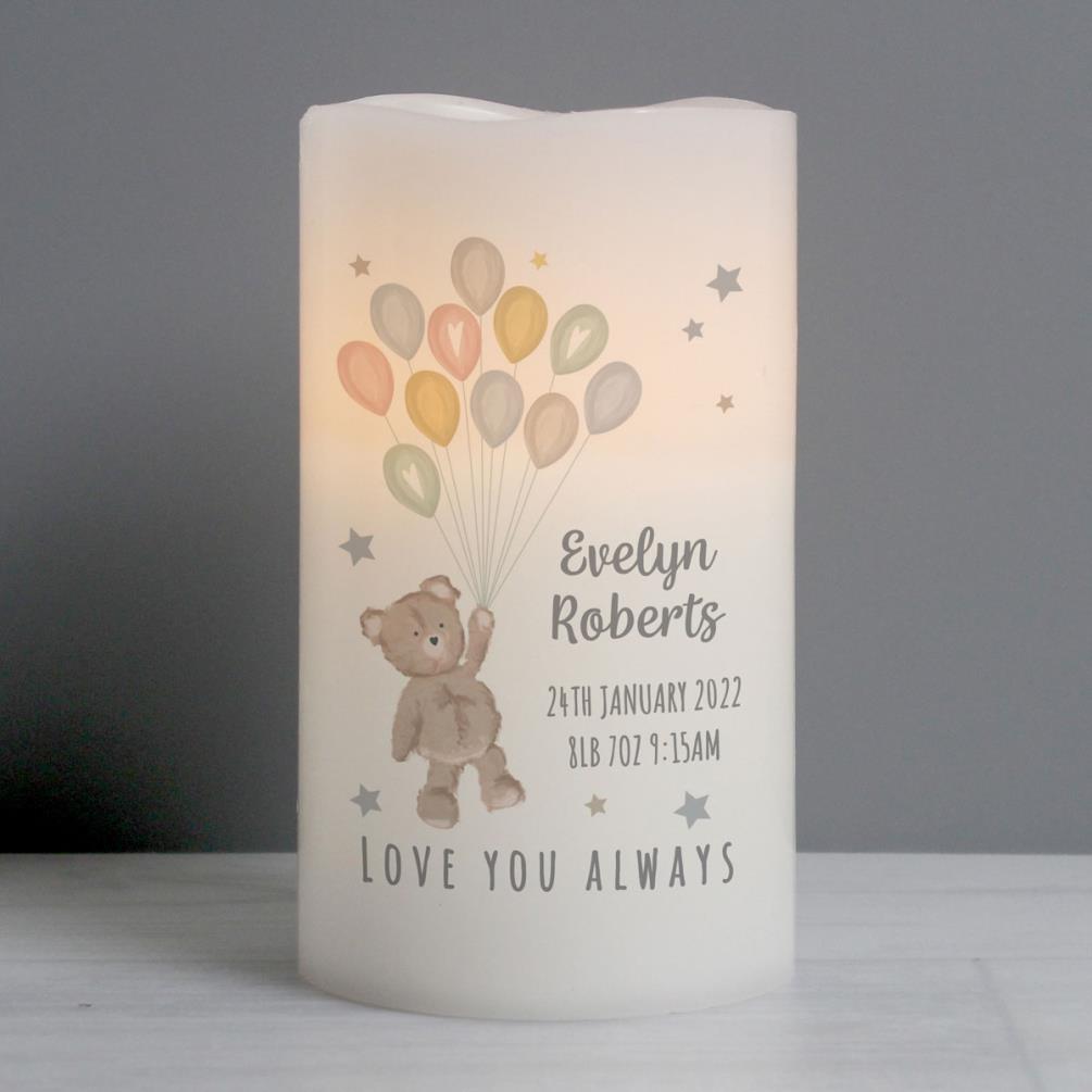 Personalised Teddy & Balloons Nightlight LED Candle Extra Image 3